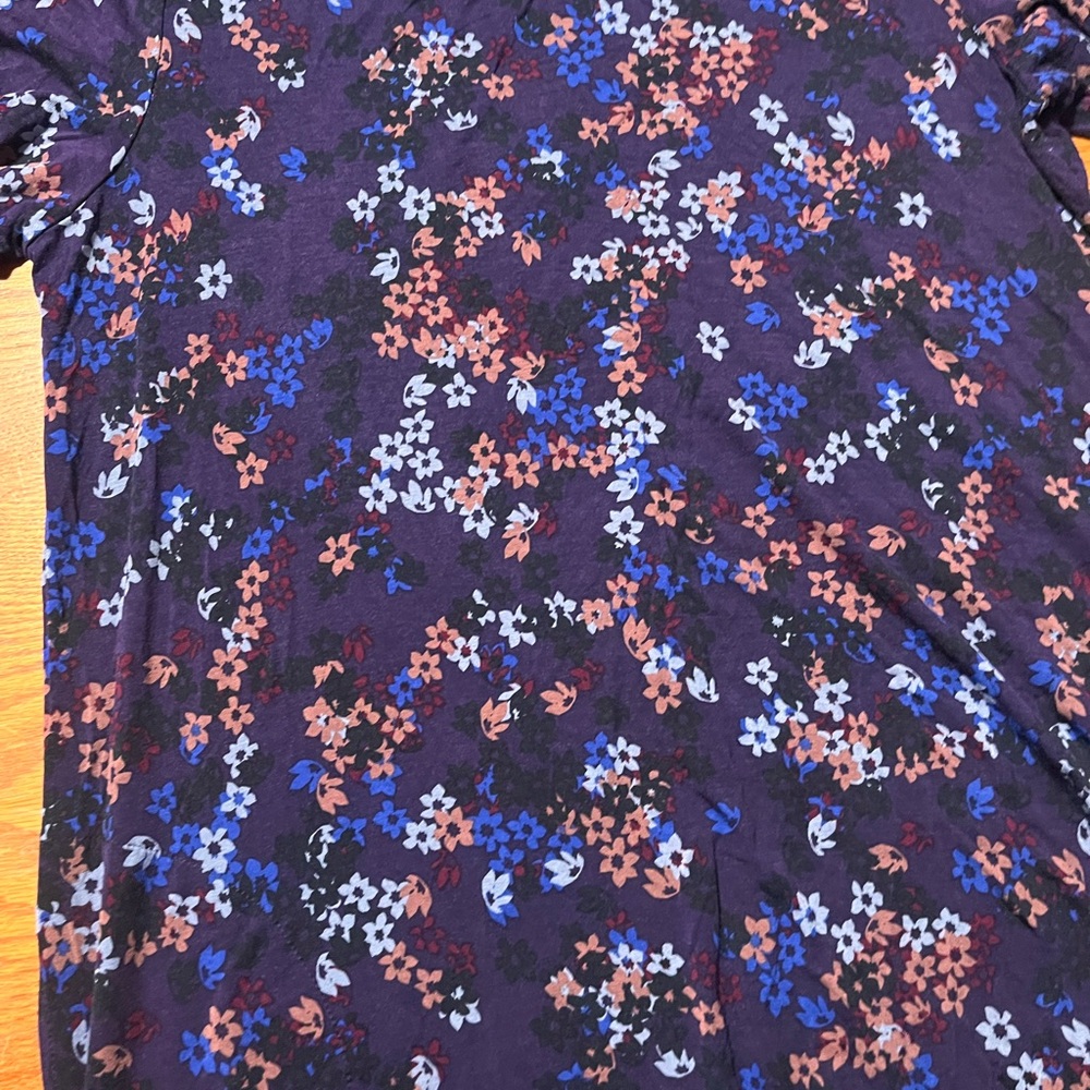 LOGO by Lori Goldstein Blue and Black Short Sleeve Tee